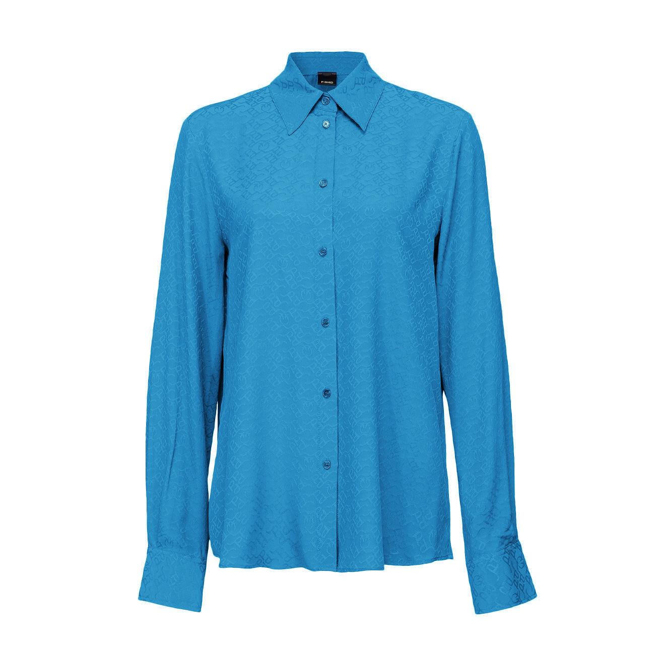 CAMICIA D. SMORZARE CREPE DE CHINE JACQUARD LOGO PINKO 100121/A01P F71 BLU DIRETTORIO PINKO 