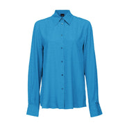 CAMICIA D. SMORZARE CREPE DE CHINE JACQUARD LOGO PINKO 100121/A01P F71 BLU DIRETTORIO PINKO 