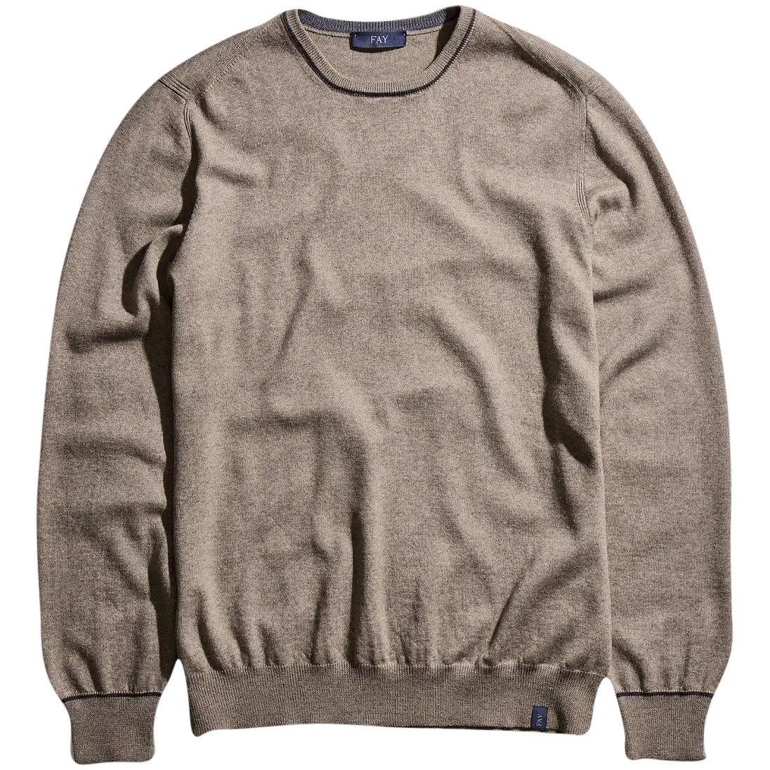 Pull Lana Rasata Con Toppe Uomo Castoro/Argilla Scuro NMMC1452230FDS 01FP CASTORO/ARGILLA SCURO FAY 