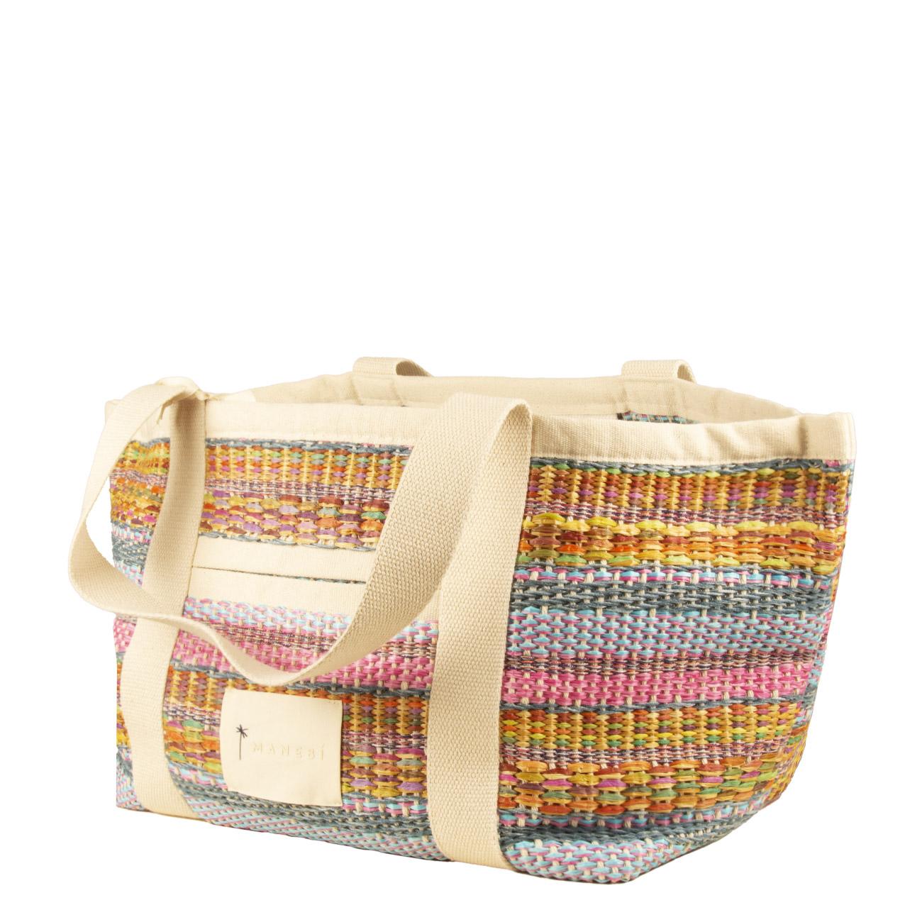 BORSA D. TOTE BAG RAFIA  YUTE MIX MANEBI MAN/G61AT FUXIA.BLU MANEBI 