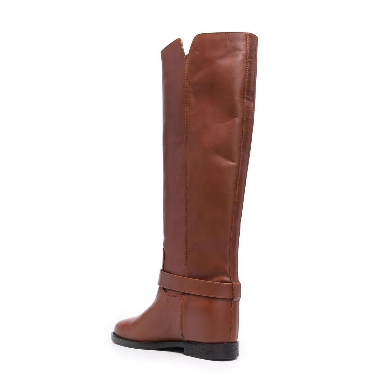 Stivali Gambale Alto Fibbia Oro Donna Cuoio 3603/SAINTBARTH CUOIO VIA ROMA 15 