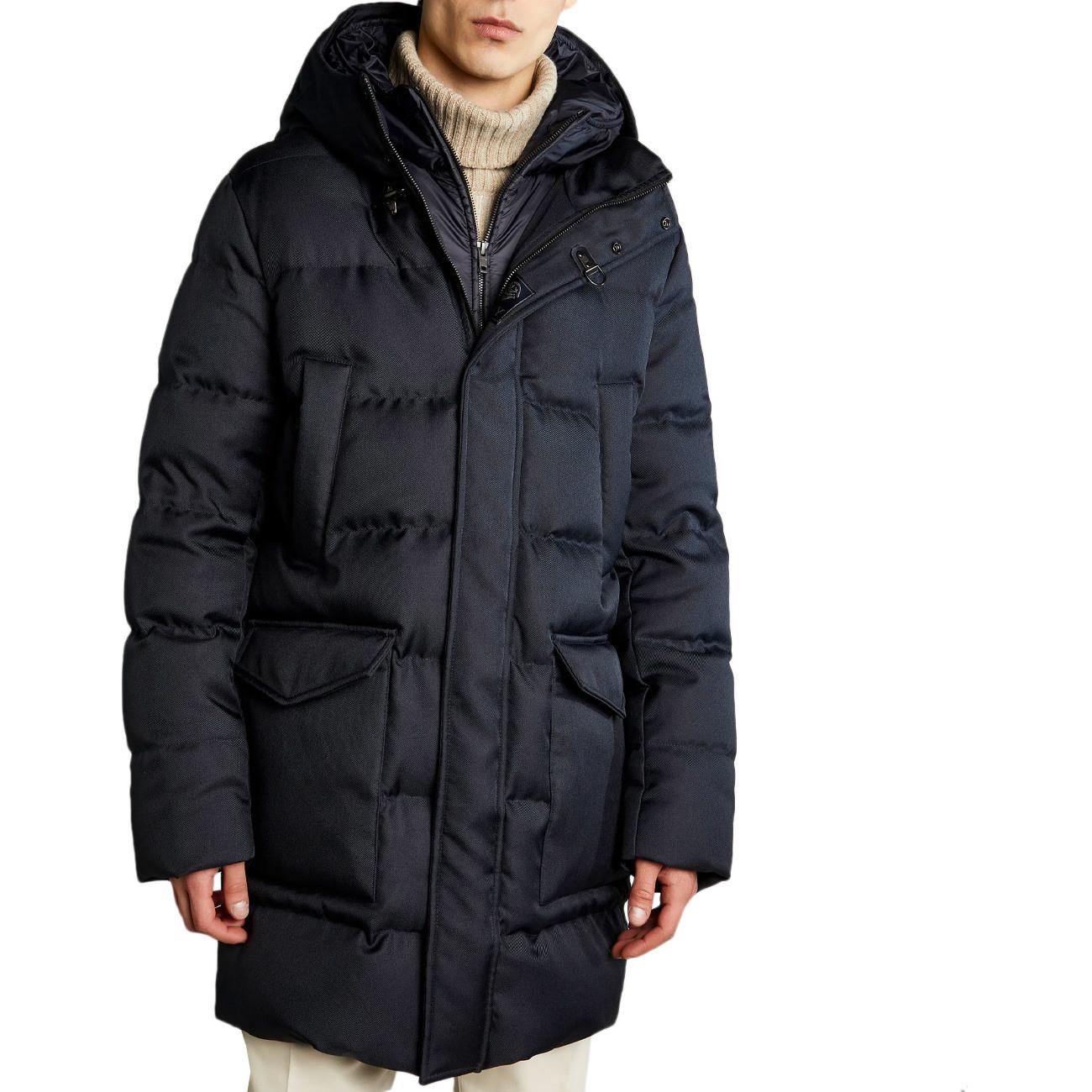 PIUMINO U. LUNGO GARN CHILL DB FRONT C/CAPP. FAY NAM36450500HNB U809 BLU PETROLIO FAY 