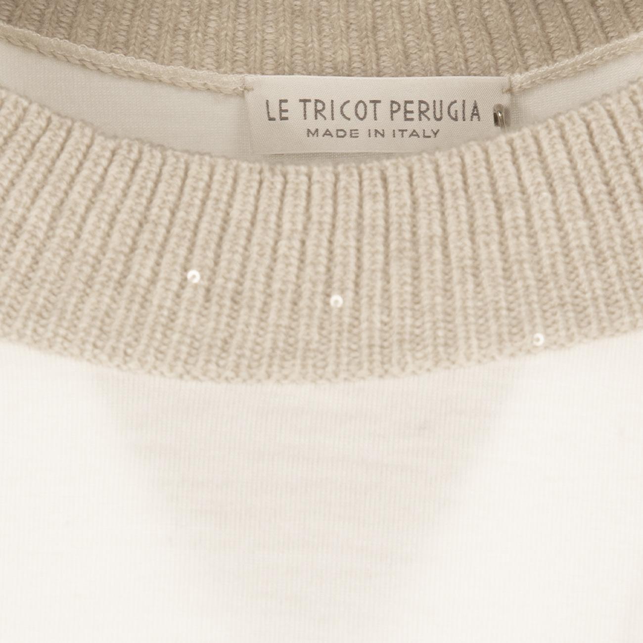 Blusa In Lana Stretch Donna Bianca E Beige 66458 9295 WHITE+BEIGE LE TRICOT PERUGIA 