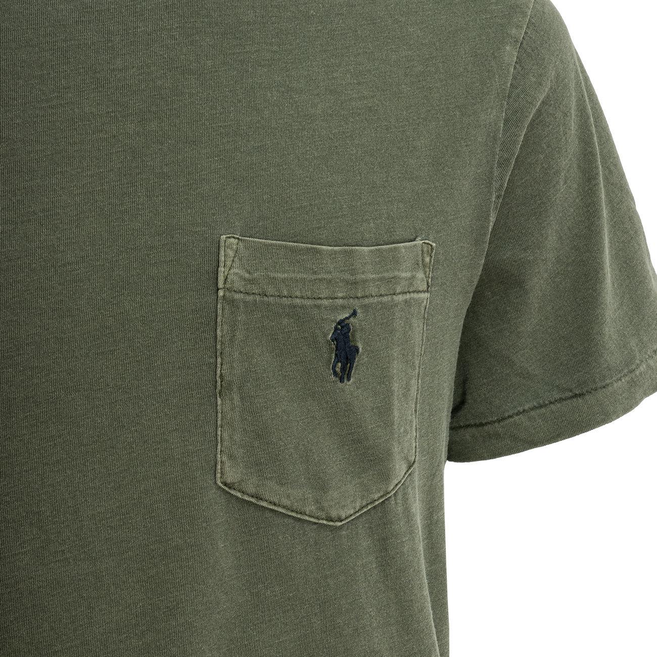 T-Shirt Delave' Custom Slim Con Taschino Uomo Olive 710795137 029 OLIVE POLO RALPH LAUREN 