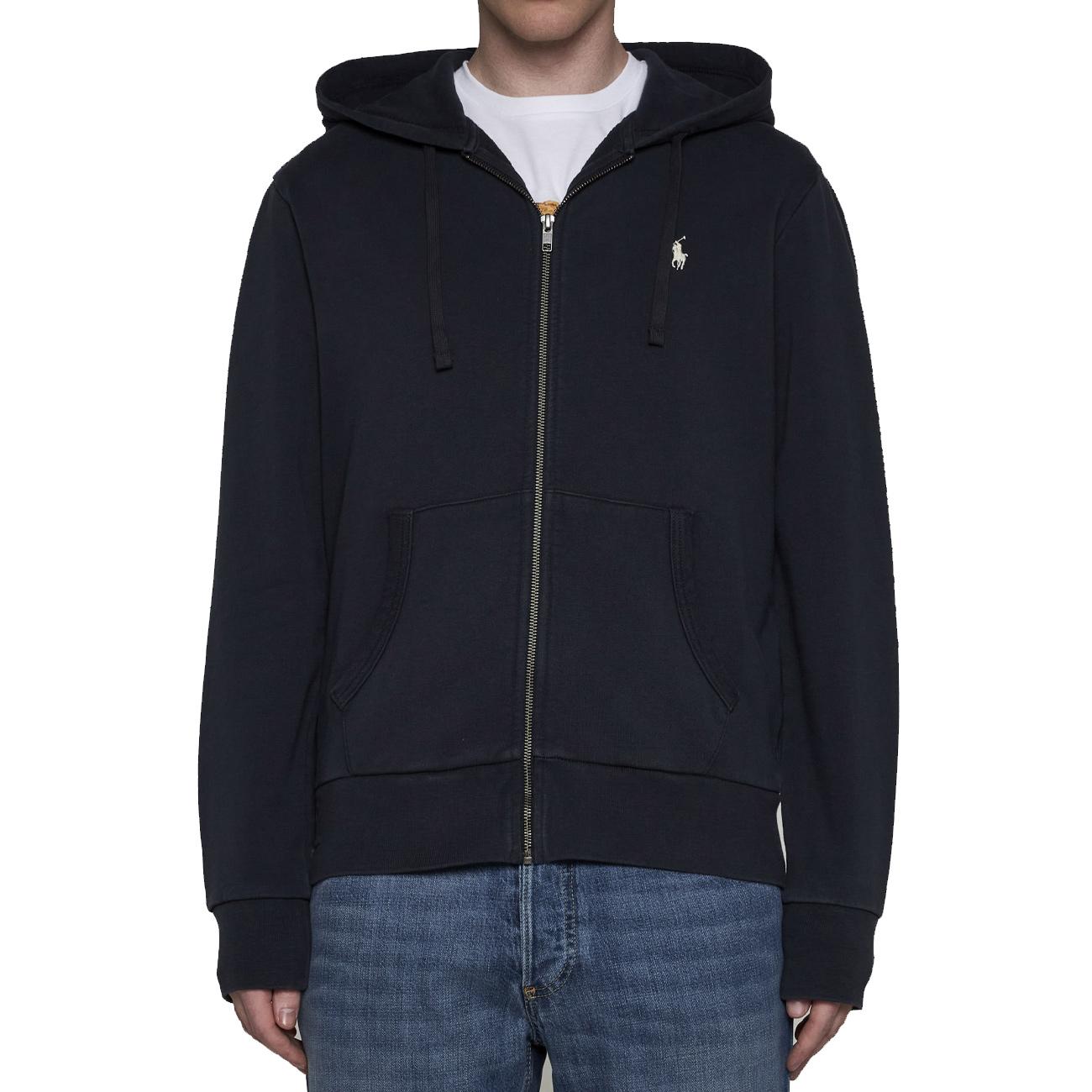 Felpa Full Zip Uomo Faded Black Canvas 710916692 010 FADED BLACK CANVAS POLO RALPH LAUREN 