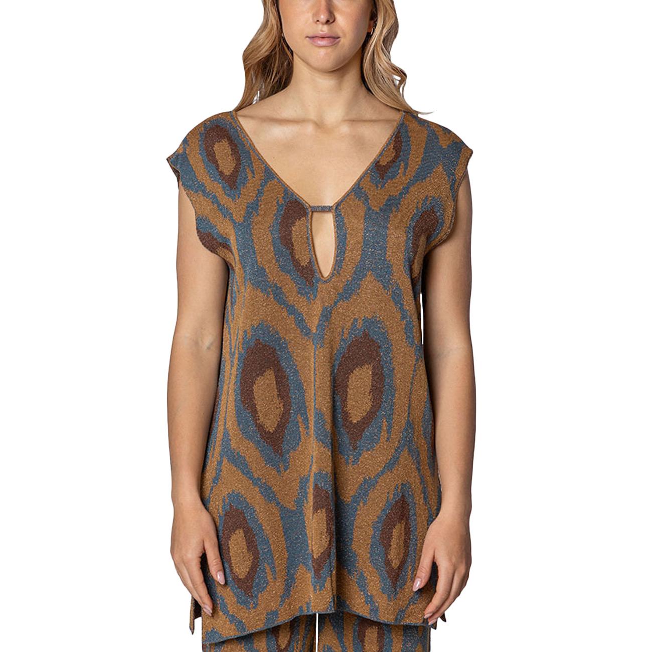 Maglia Jacquard Peacock Eyes MGKD13062 BLU AKEP 