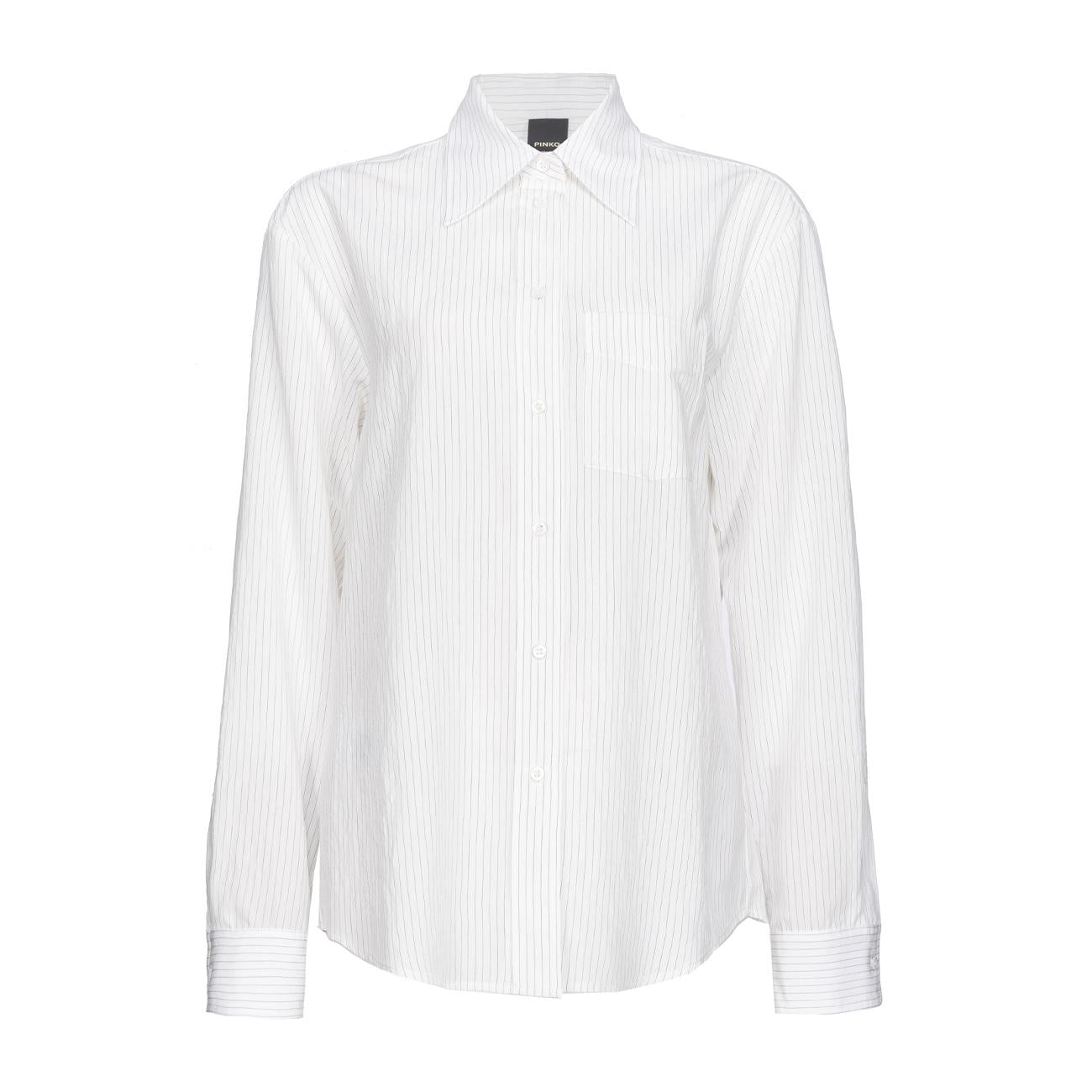 Camicia Corea A Righe Donna Bianco Nero 103708/A273 ZZ1 BIANCO/NERO PINKO 