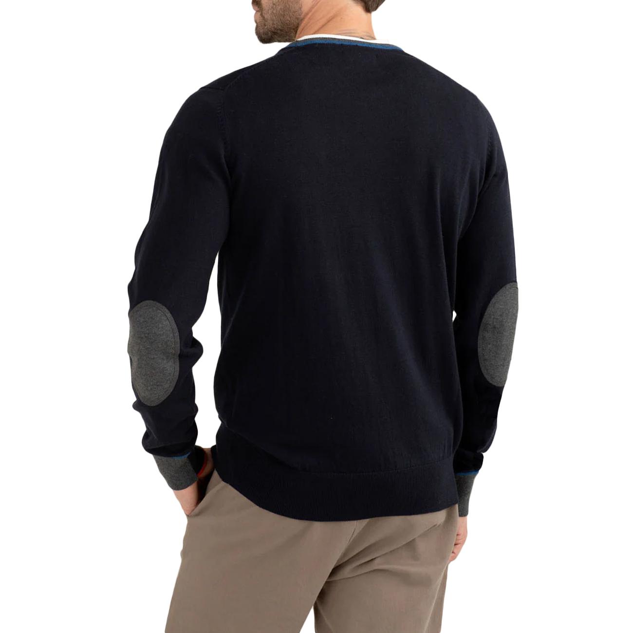 Maglia Girocollo Con Patch Sui Gomiti FM25W14MG A0601 BLUE FRED MELLO 