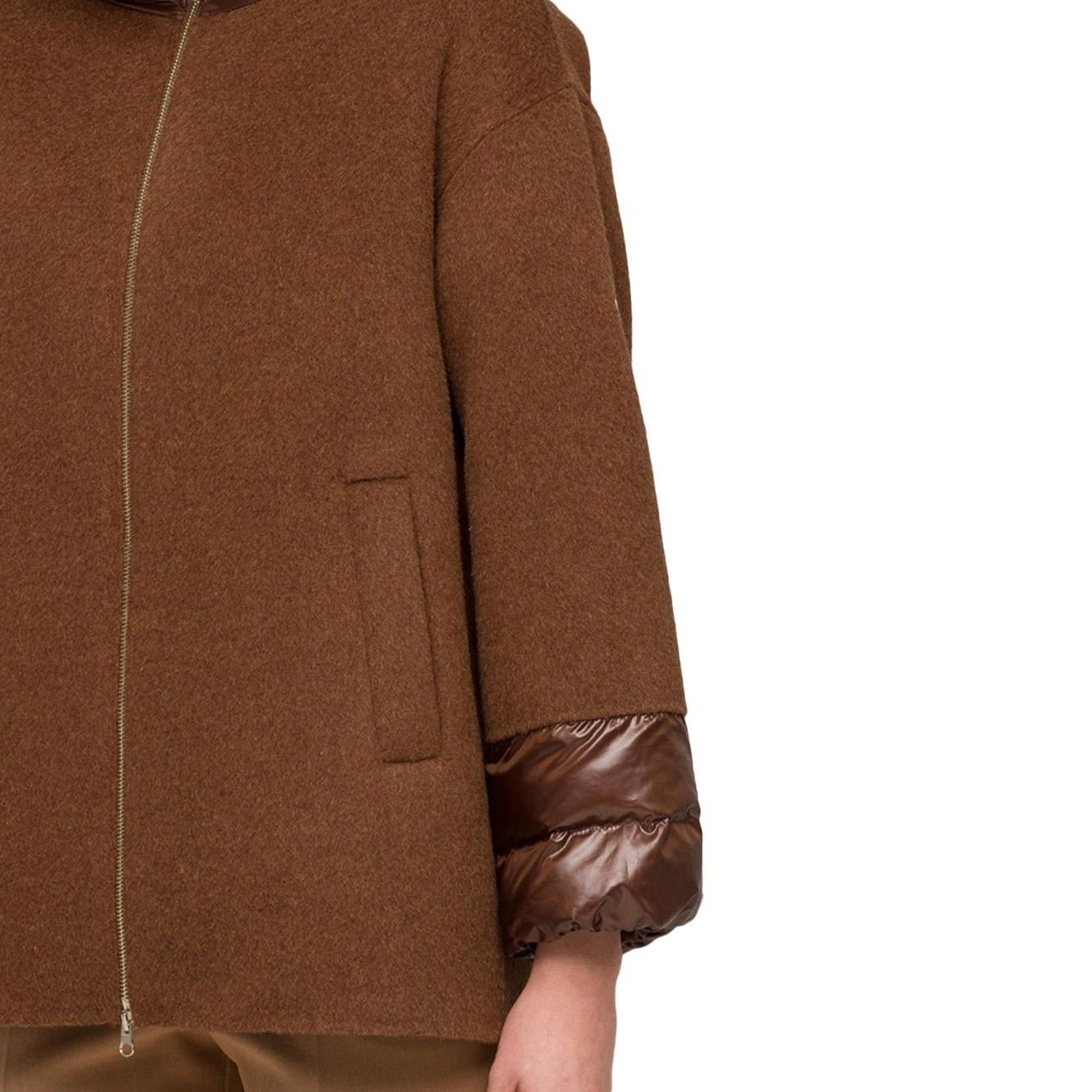 Cappotto 3/4 Alpaca Con Polsi In Piuma XD6713 WW34 QUARZO FUME HOX 