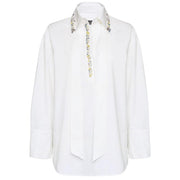 ELENA MIRO' Camicia In Popeline Con Cristalli 2040Z000020N 011 OFF-WHITE 