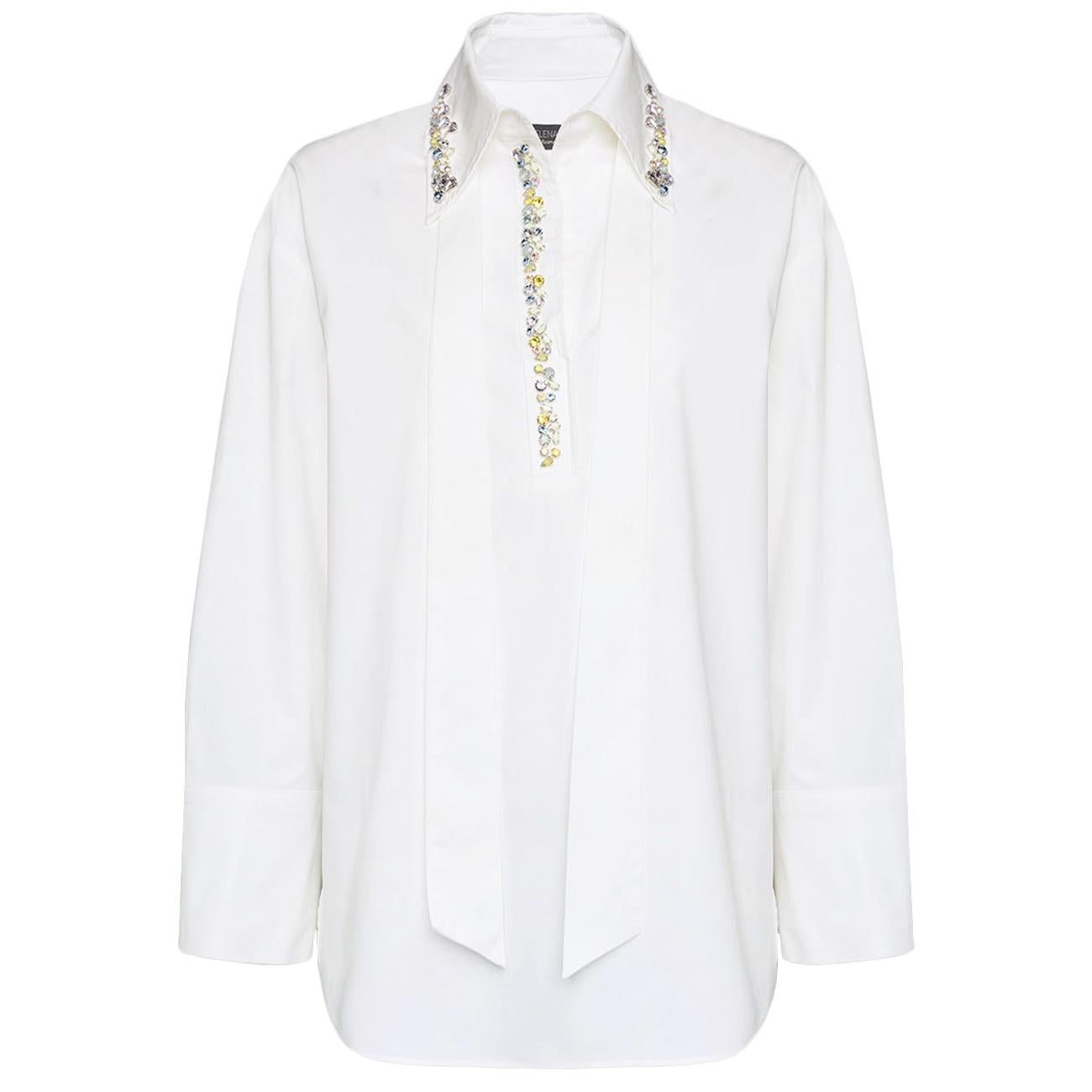ELENA MIRO' Camicia In Popeline Con Cristalli 2040Z000020N 011 OFF-WHITE 