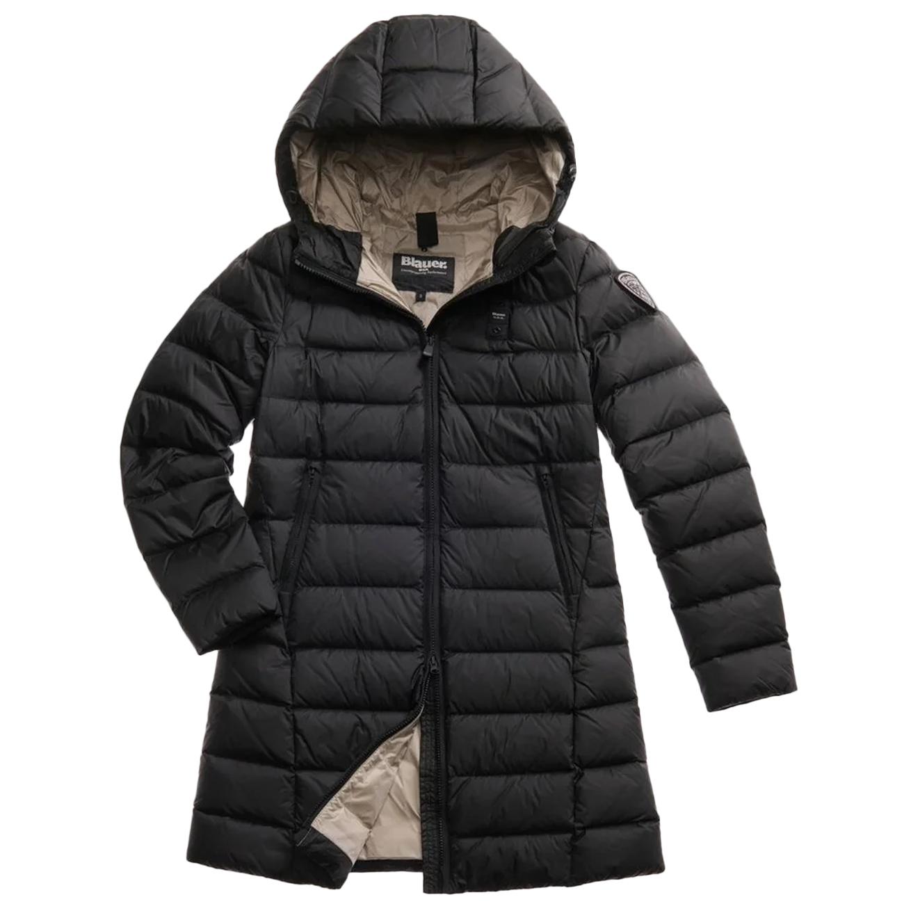 Piumino Lungo Agnes A Righe 25WBLDK03102-006047 999EI NERO BLAUER 