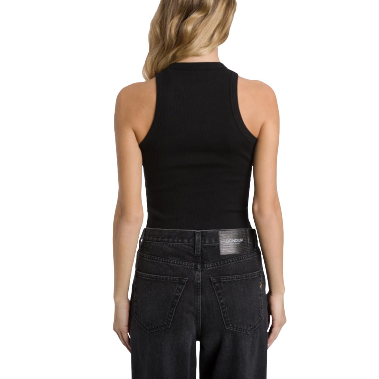 Canotta Girocollo Slim In Costina Di Cotone DS071 JS0314 XXX 999 NERO DONDUP 