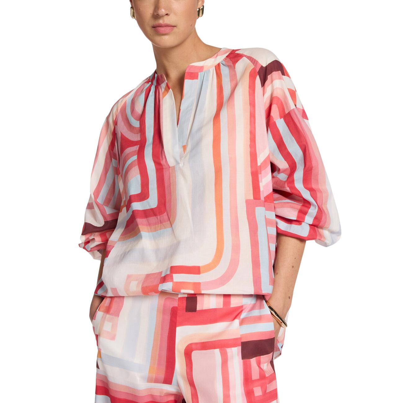 ELENA MIRO' Blusa Stampa Geometrica 2008Z000057N 41 CORALLO 