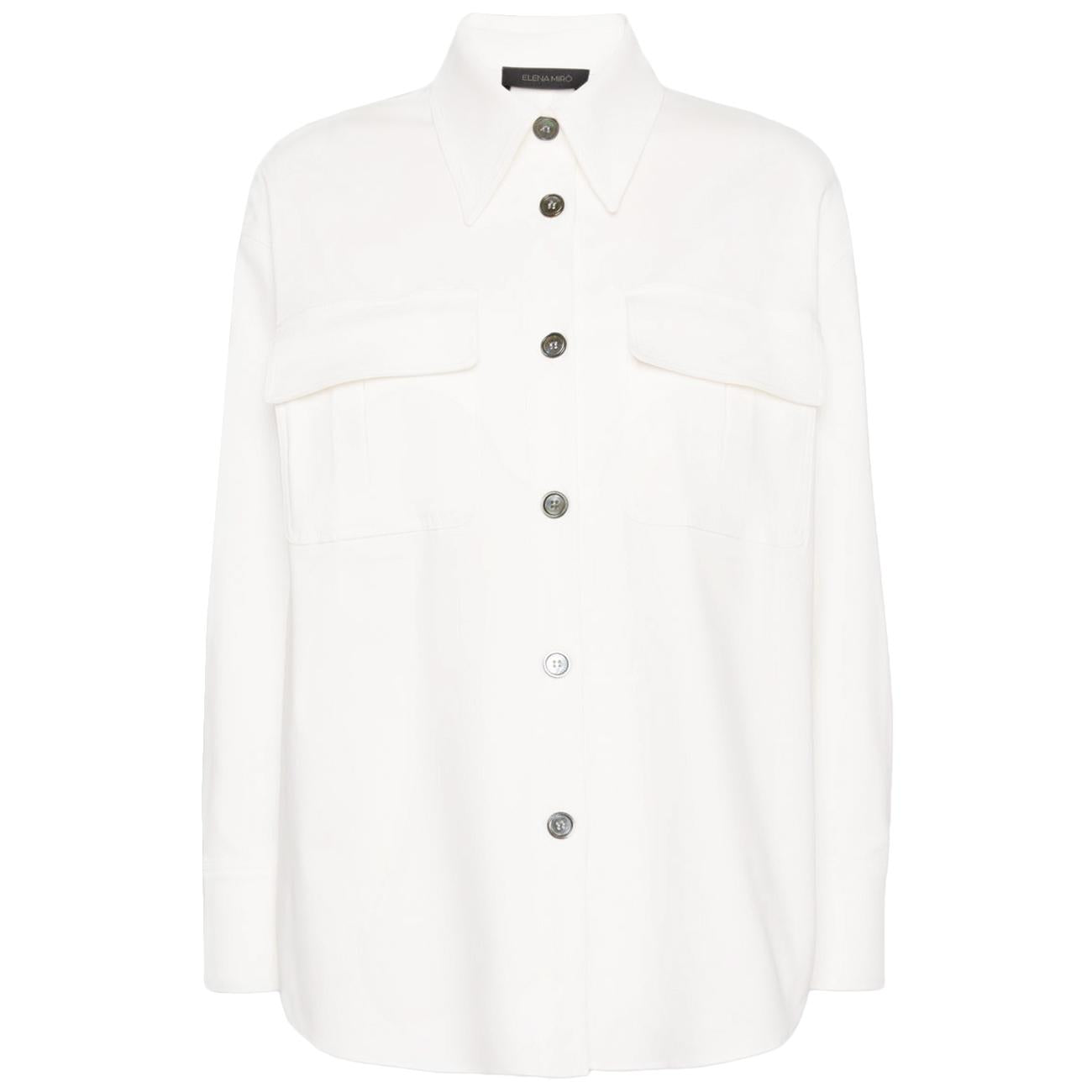 Camicia In Gabardina Con Tasche 5023Z000028N 011 BIANCO ELENA MIRO' 