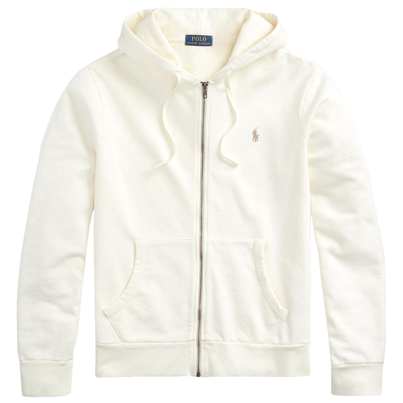 Felpa Con Cappuccio Con Zip Garzata Stone Wash 710916692 003 CLUBHOUSE CREAM POLO RALPH LAUREN 