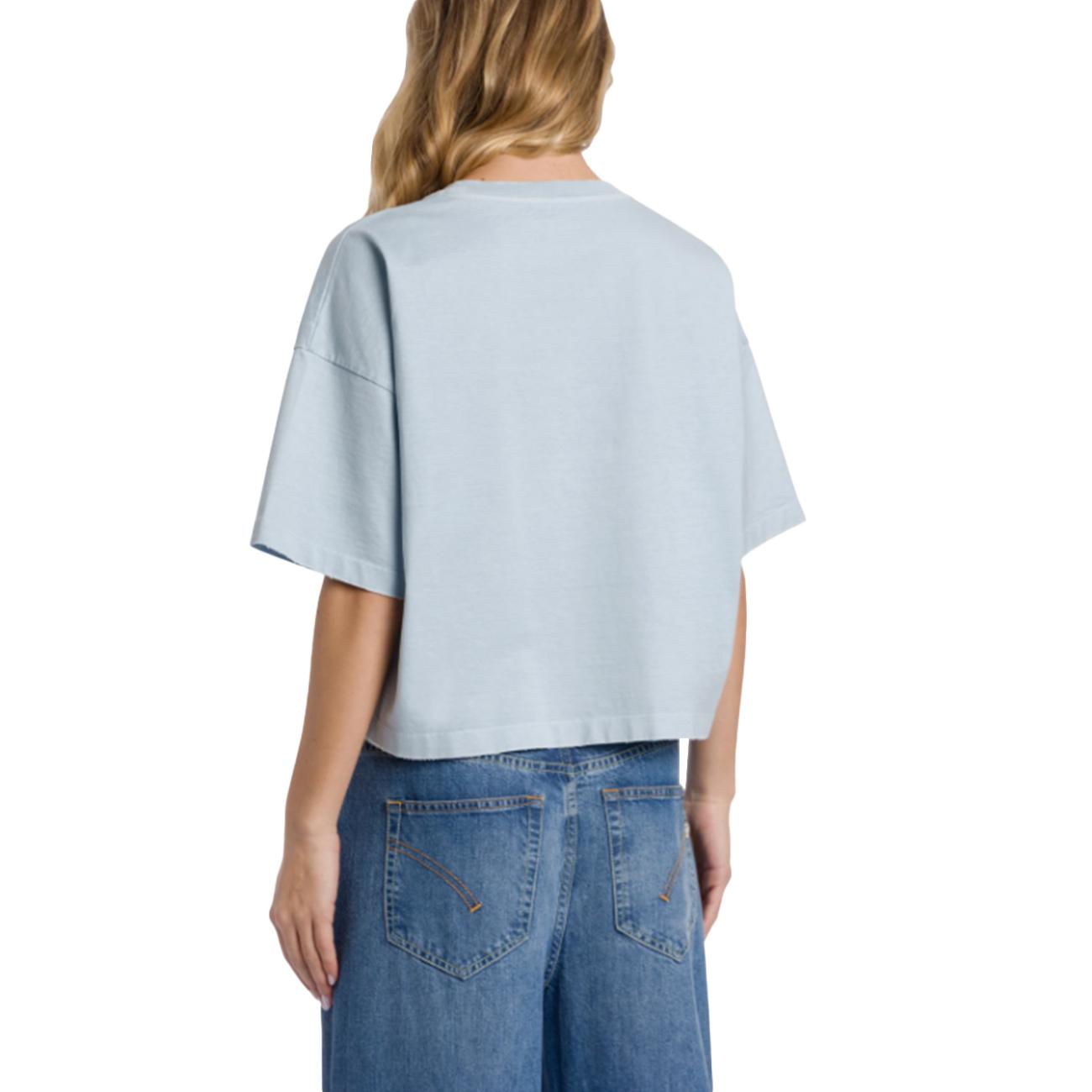 T-shirt Girocollo Cropped In Jersone Trattato DS077 JF0352R MD2 807 AZZURRINO DONDUP 