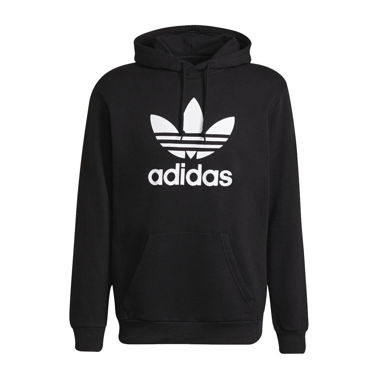 ADIDAS Felpa Con Cappuccio Stampa Trefoil Uomo Black White H06667 BLACK/WHITE 