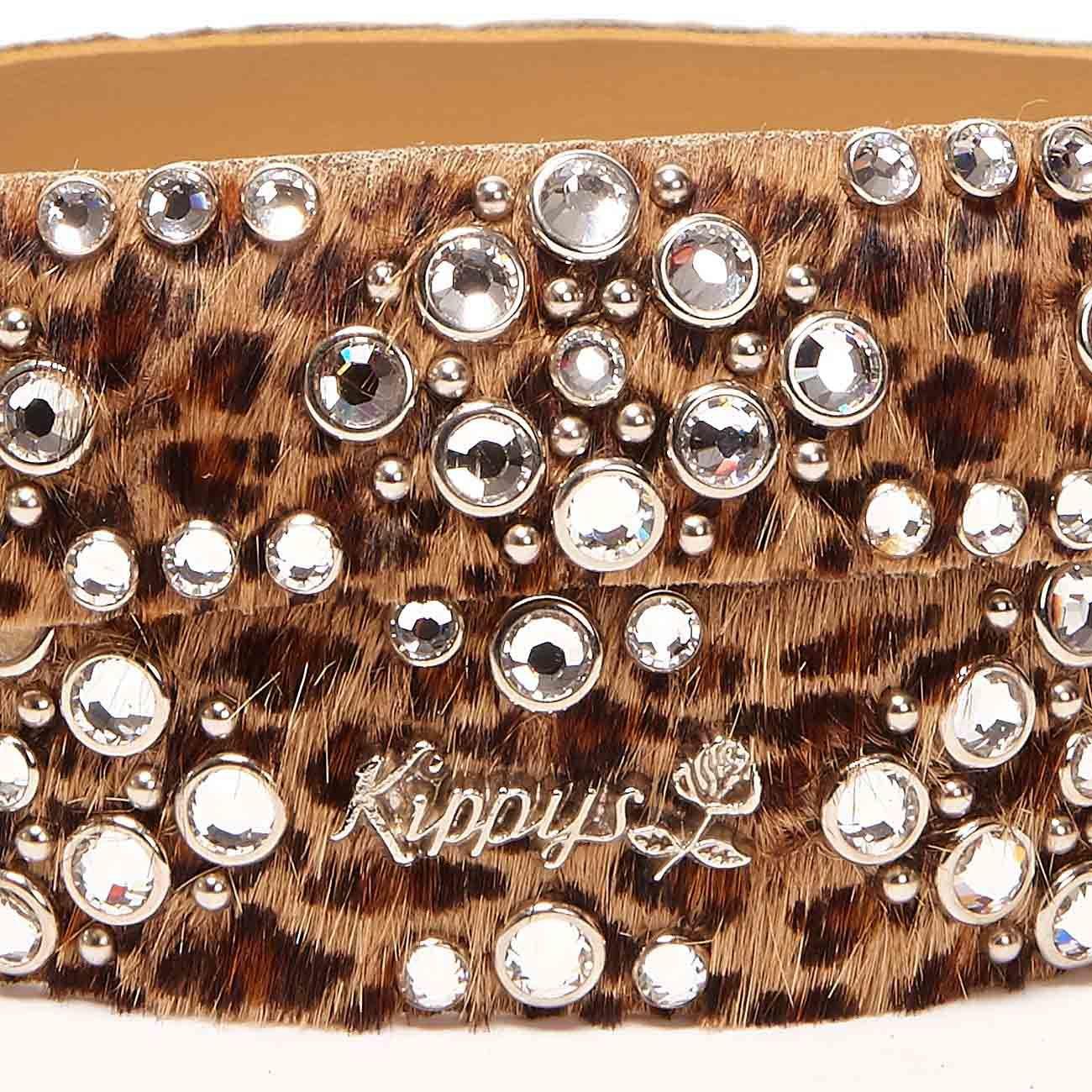 Cintura Media Cavallino Leopardata Swarovsky Fibbia Decorata Donna Marrone Silver SWALEOFDEC MARRONE.SILVER KIPPYS 