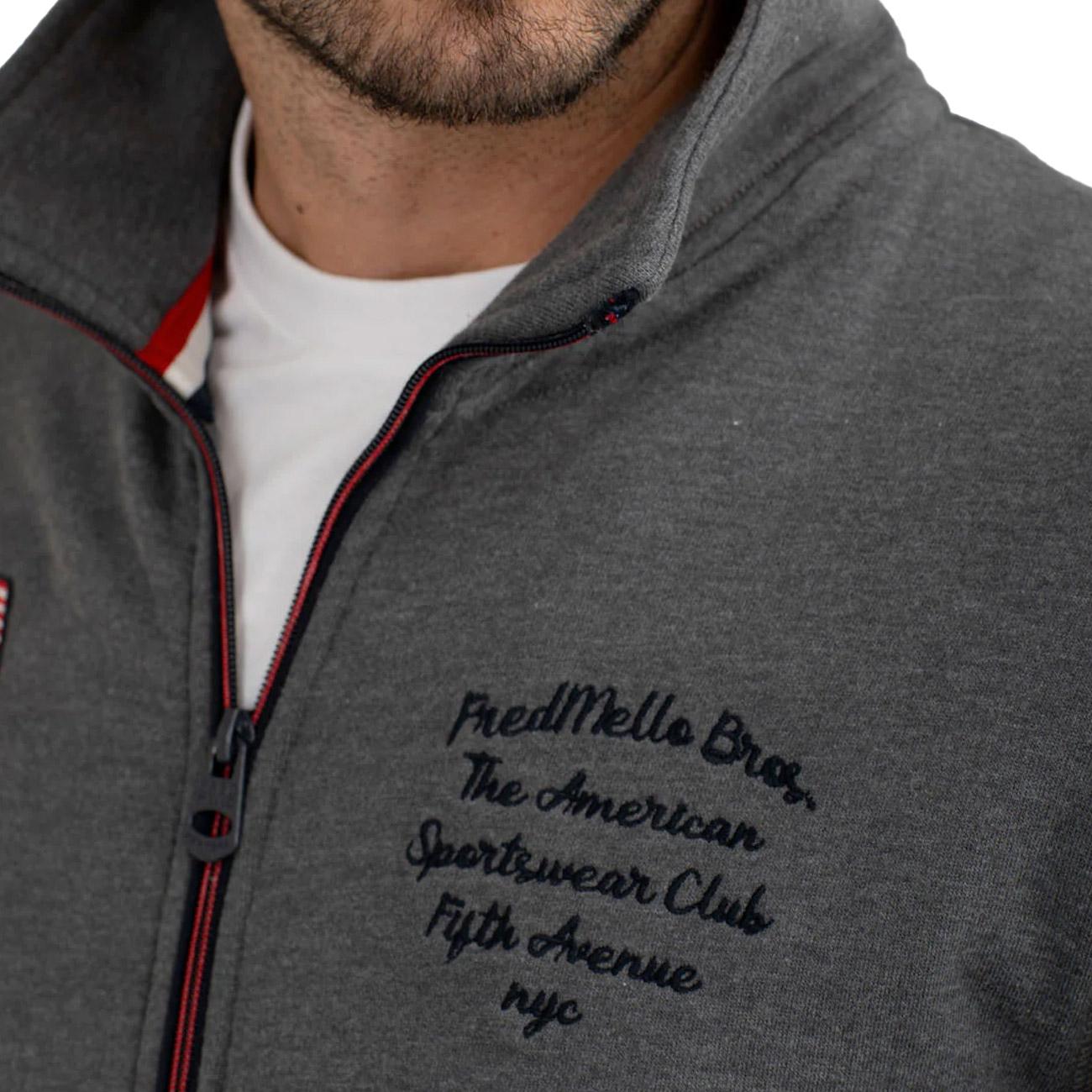 Felpa Full Zip Con Dettagli Americani FM25W20FZ A0953 ANTRACITE MELANGE FRED MELLO 