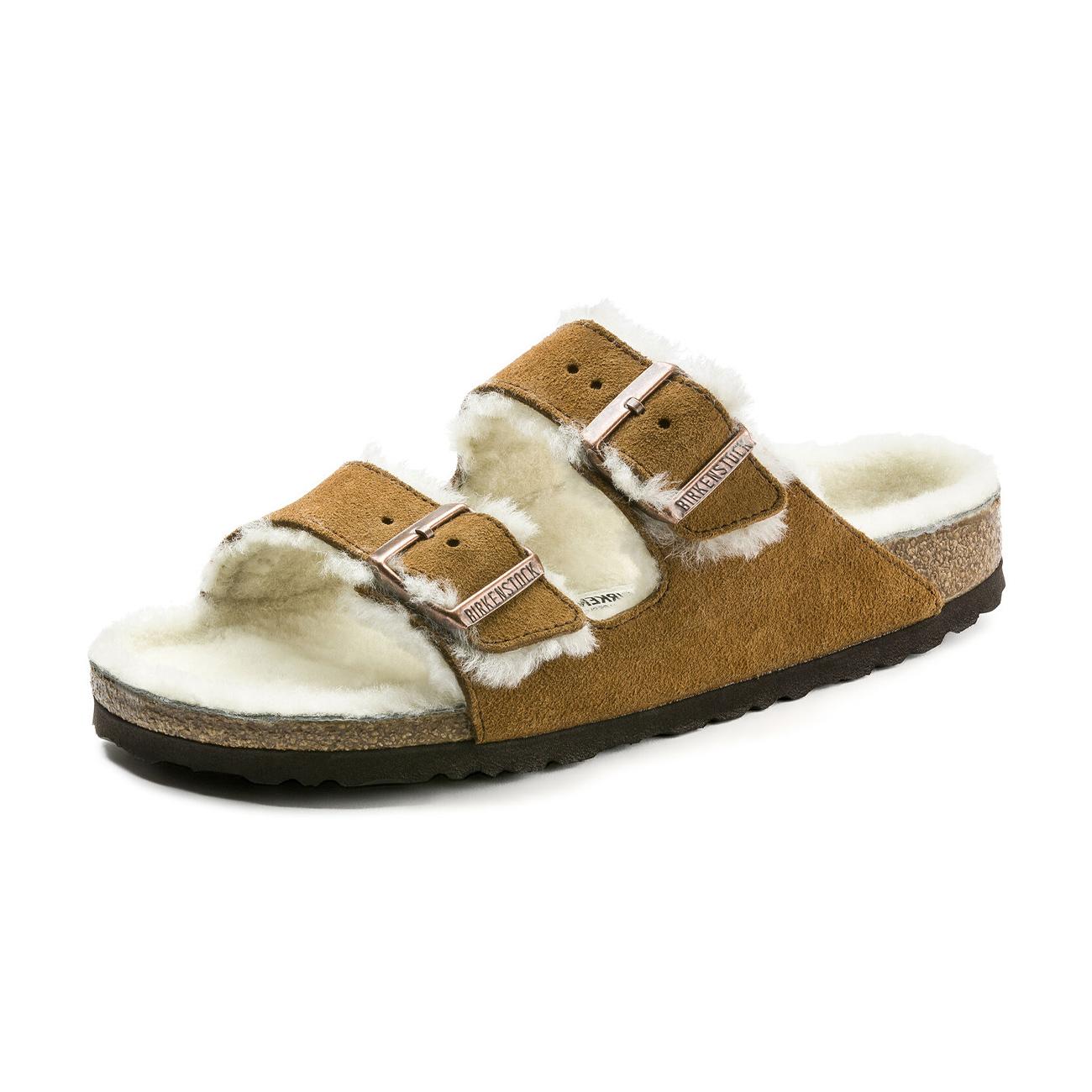 Sandali Arizona In Pelle Scamosciata Con Shearling 1001135 MINK BIRKENSTOCK 