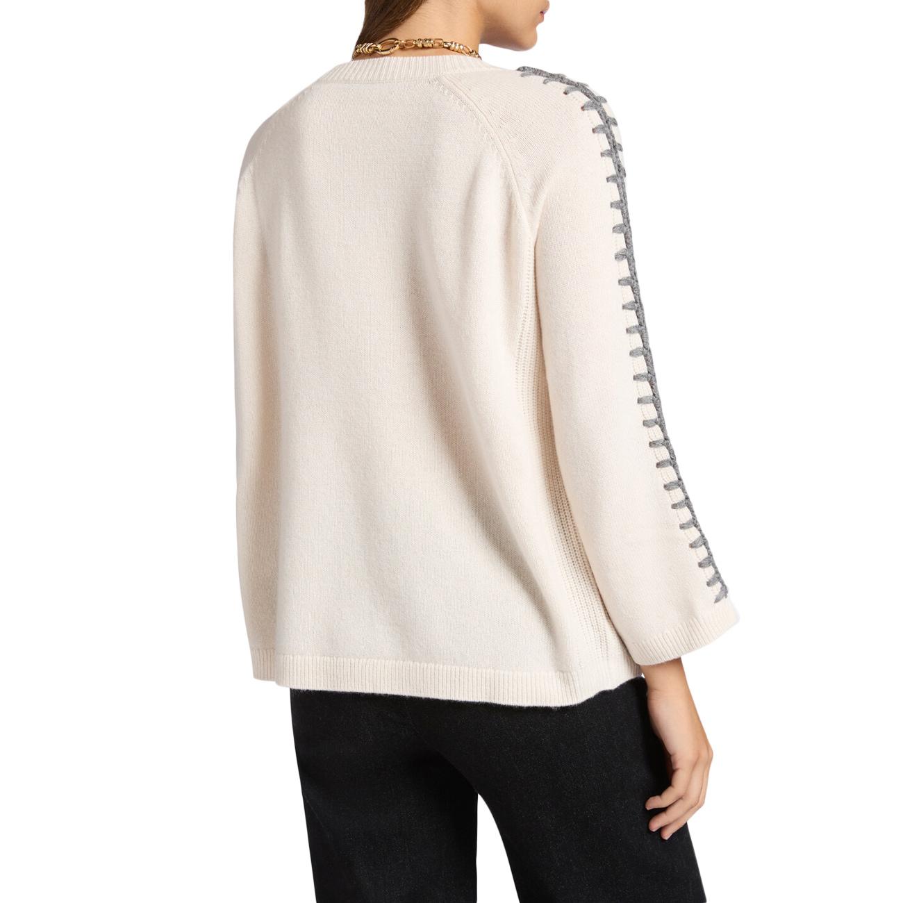 Maglia In Pura Lana Con Ricamo M434Z000562N 002 GESSO ELENA MIRO' 