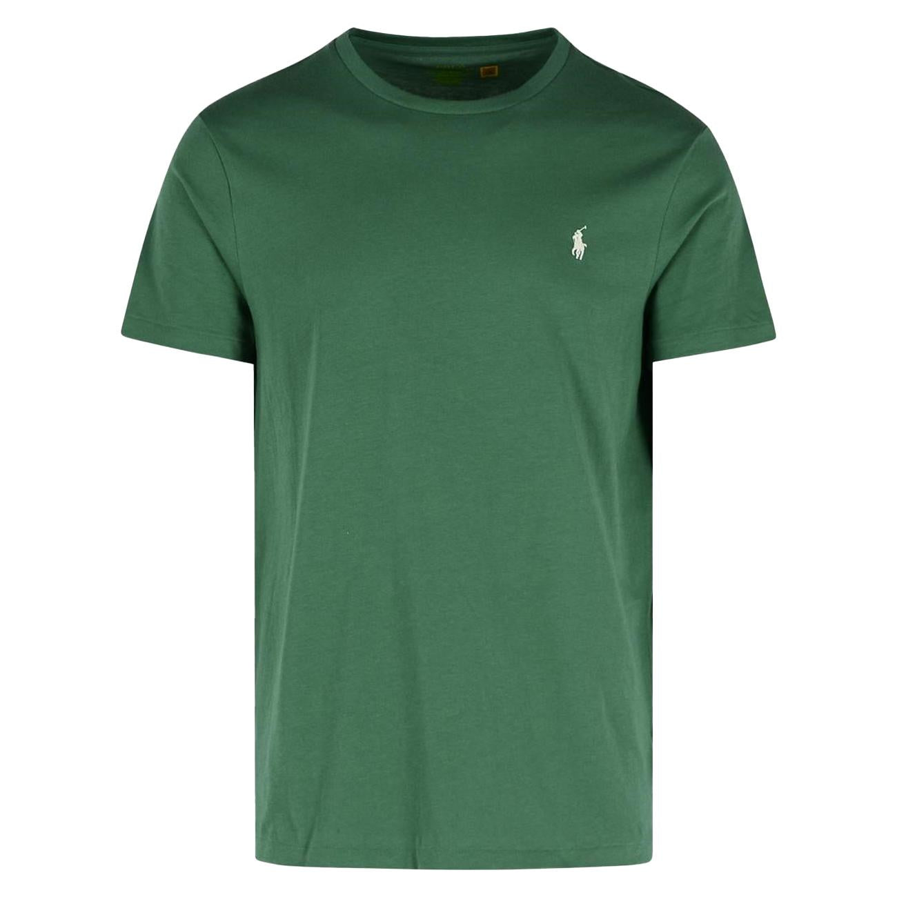 T-Shirt Girocollo Slim Fit Jersey 710671438 422 ANTIQUE GREEN/ANTIQUE CREA POLO RALPH LAUREN 
