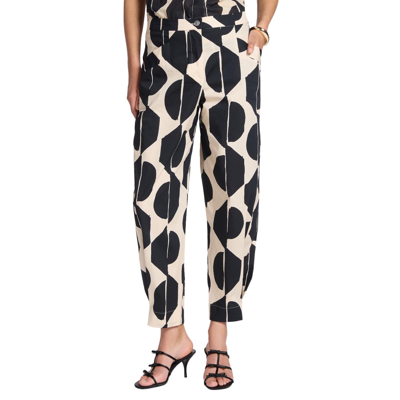 Pantaloni Barrel Stampati P189P100495N 01 BEIGE/NERO ELENA MIRO' 