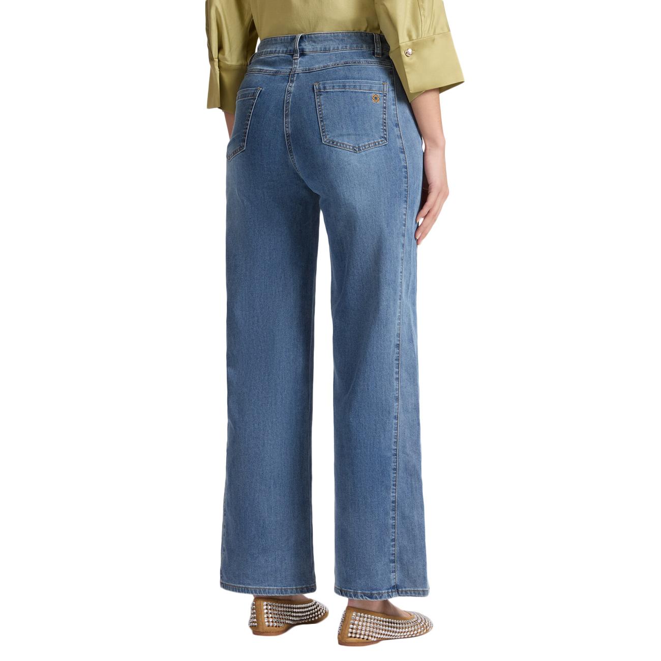 Jeans 5 Tasche Mid Wide Leg, "Wanda" P531P000413N 024 BLU MEDIO ELENA MIRO' 