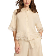 Camicia In Lino Con Pizzo 5188P000271N 02 SABBIA ELENA MIRO' 