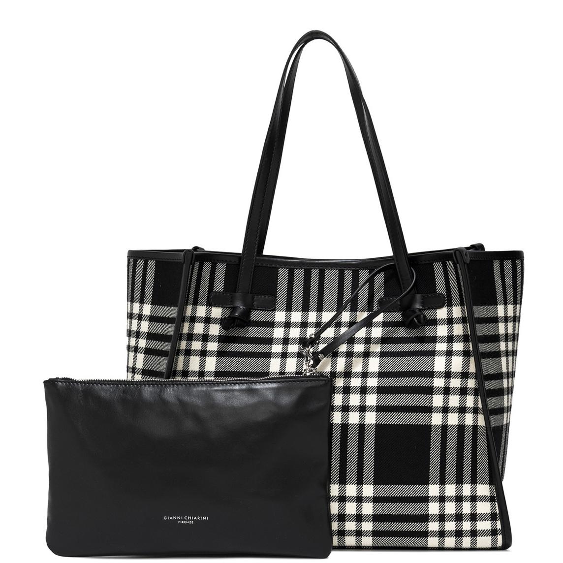 Shopping Marcella Tartan Con Pochette Donna Nero Bianco BS6850/22AIBRSH 298 NERO/BIANCO GIANNI CHIARINI 