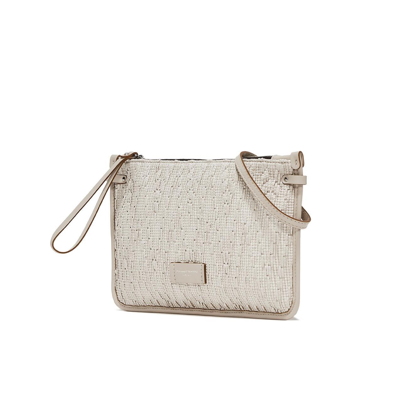 CLUTCH MARCELLA PELLE E TESSUTO GIANNI CHIARINI BS9405PGLPIX 0382 PERLA GIANNI CHIARINI 
