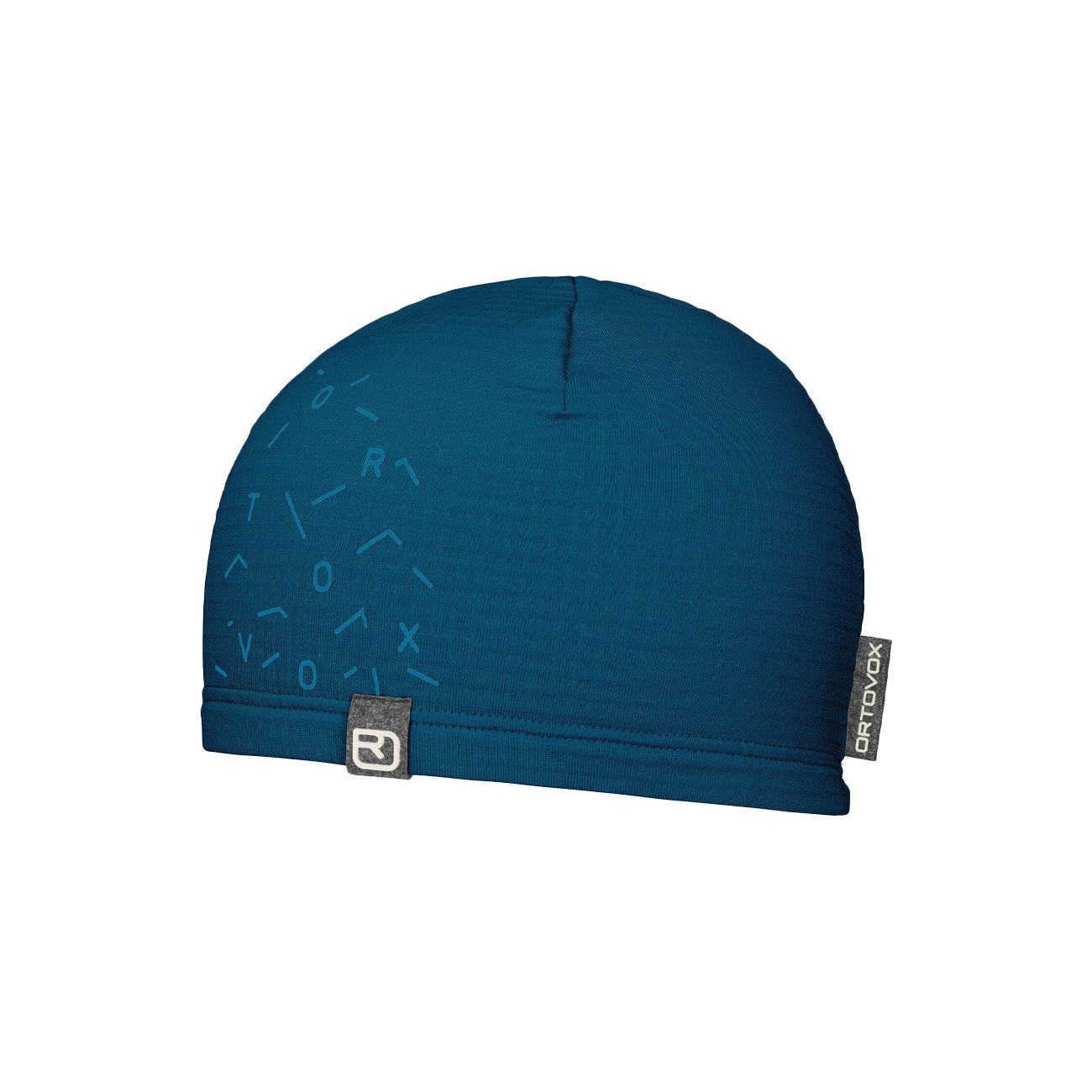 BERRETTO LEGGERO FLEECE LIGHT GRID BEANIE CON LANA MERINO ORTOVOX 68031 PETROL BLUE ORTOVOX 