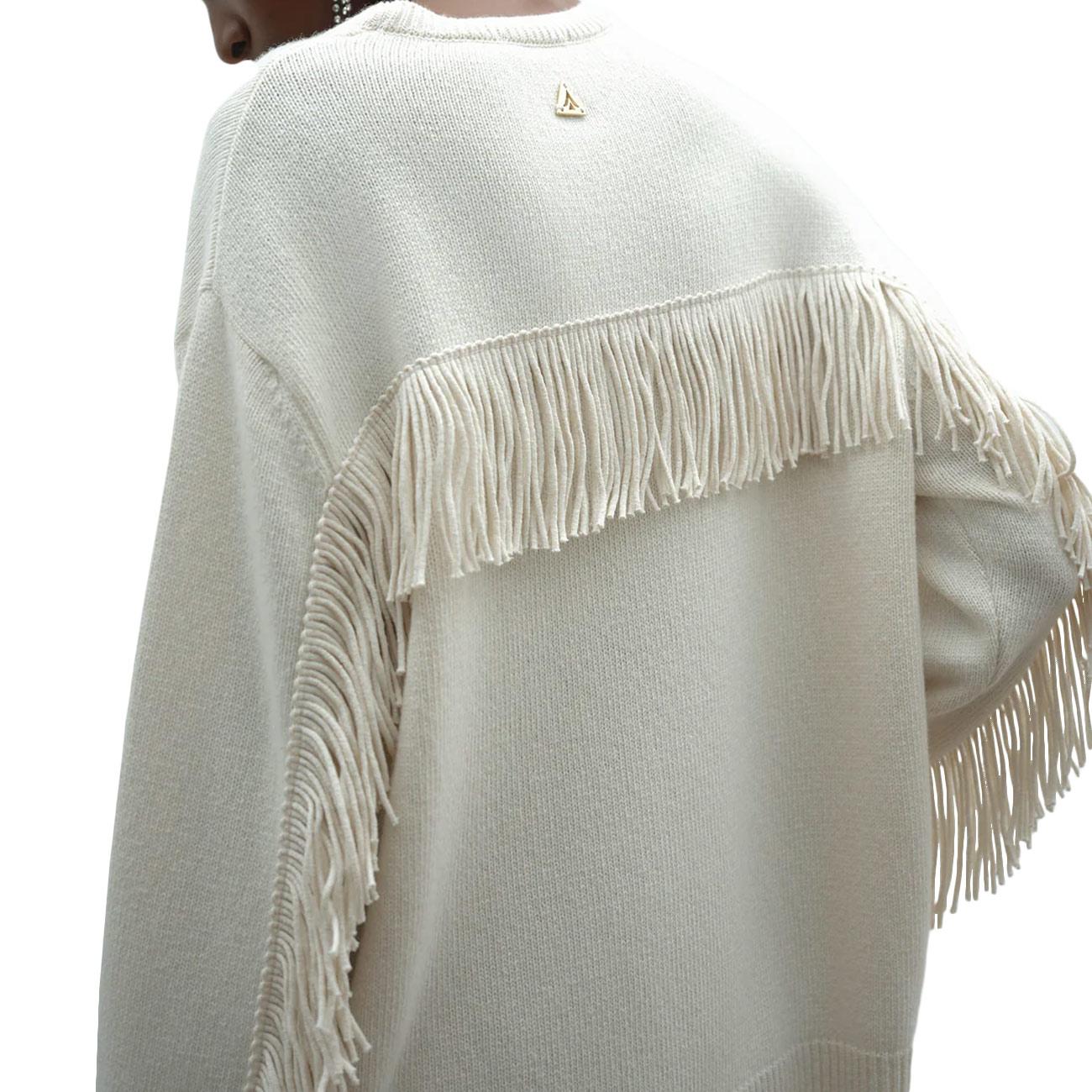 Girocollo In Maglia Rasata Con Frange MGKD11074 SNOW AKEP 