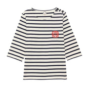 MARIANNA T.SHIRT D. M 3/4 A RIGHE SCOLLO BARCA COT. INES DLF 9Y002CO141 P109 WHITE NAVY INES DE LA FRESSANGE 