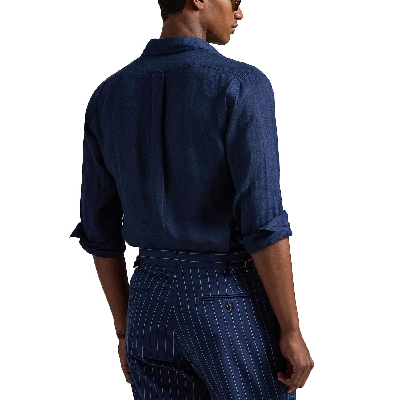 Camicia Di Lino 710966294 504 NEWPORT NAVY W/WHITE PP POLO RALPH LAUREN 