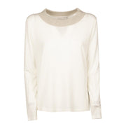 Blusa In Lana Stretch Donna Bianca E Beige 66458 9295 WHITE+BEIGE LE TRICOT PERUGIA 