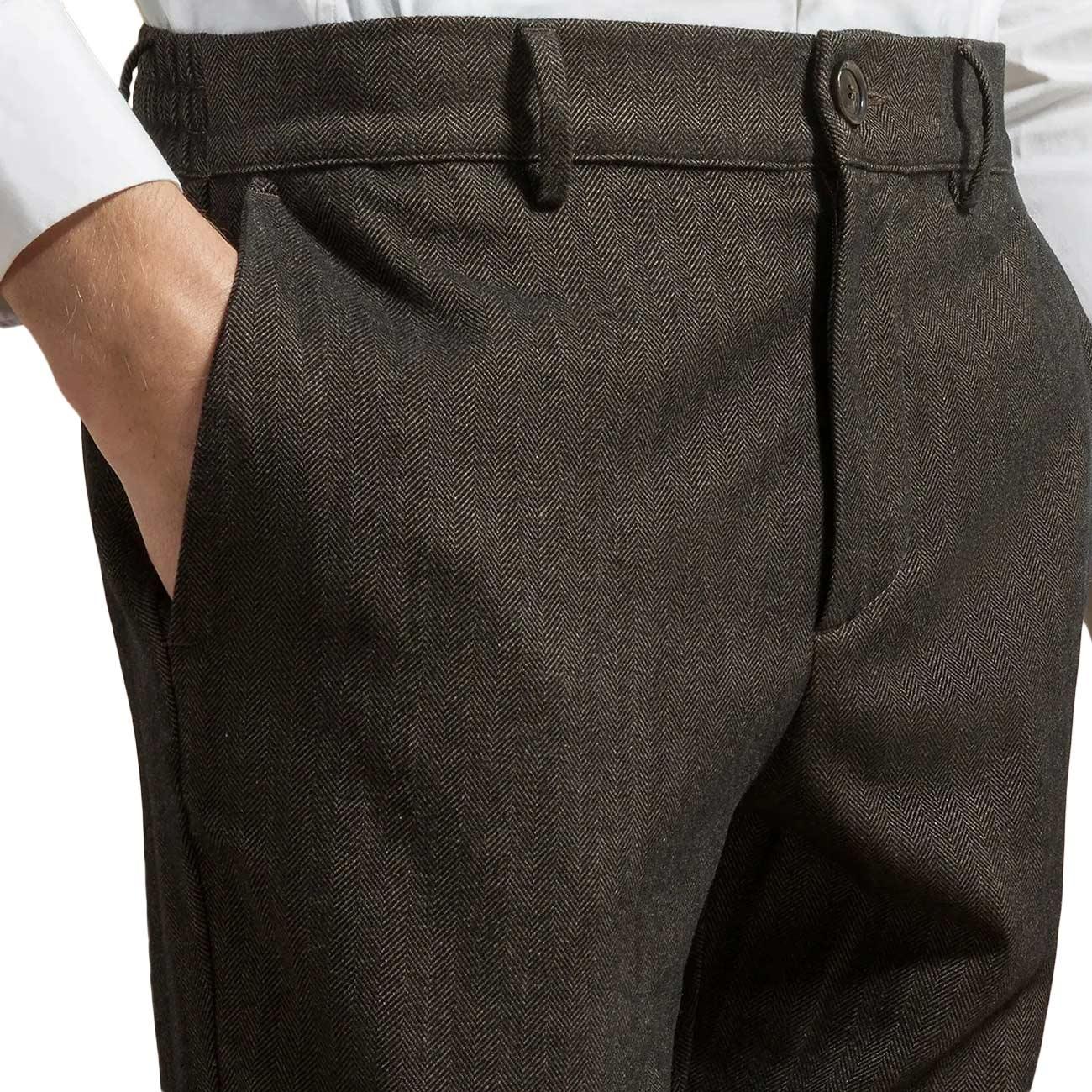 Pantalone Solferino Slim Fit Con Elastico In Cintura SOLFERINO 1606 144 MORO CRUNA 