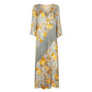 Abito Lungo Fiore Donna Polinesia J3717057/36 POLINESIA 1798/AZZ. GIALLO JUCCA 