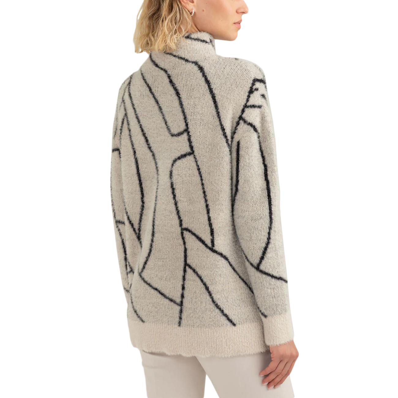 Maglia Dolcevita Effetto Pelliccia Con Fantasia Lurex FW25W25MD A0017 CREAM FRED MELLO 