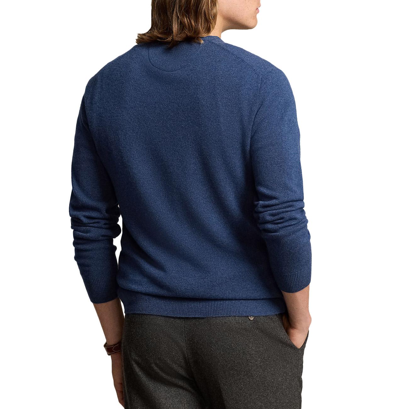 Pull Lambswool Uomo Rustic Navy Heather 710876714 015 RUSTIC NAVY HEATHER POLO RALPH LAUREN 