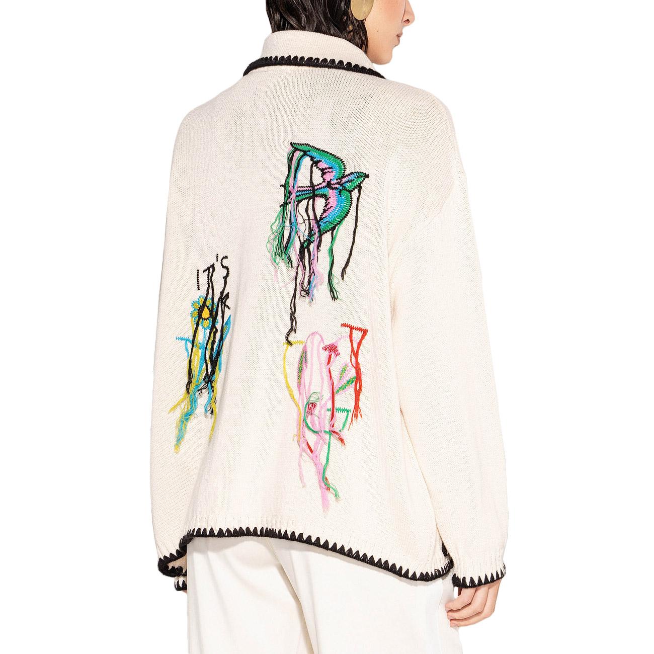 Cardigan Con Patch E Bordi A Contrasto GBKD13050 PANNA AKEP 