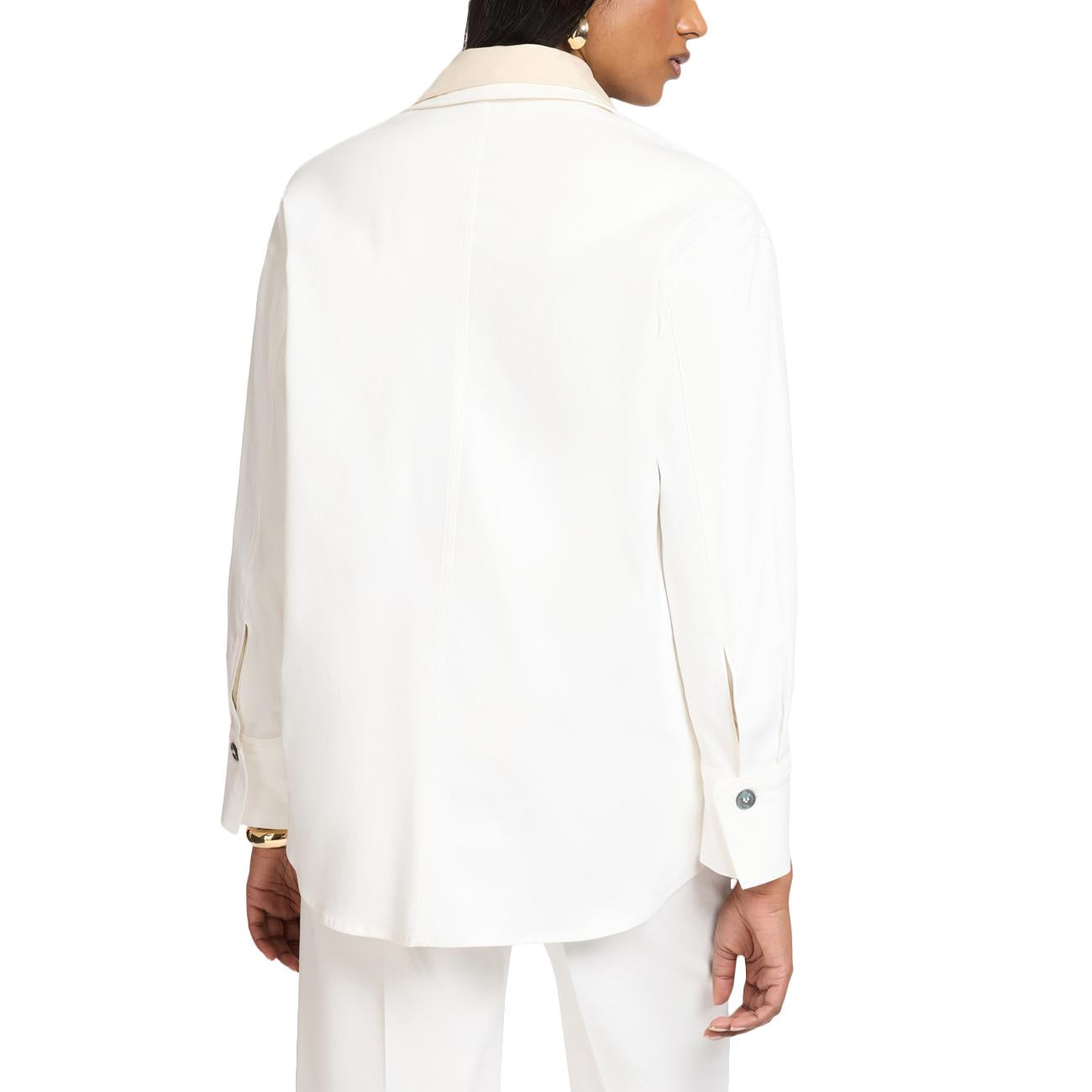Camicia In Gabardina Con Tasche 5023Z000028N 011 BIANCO ELENA MIRO' 
