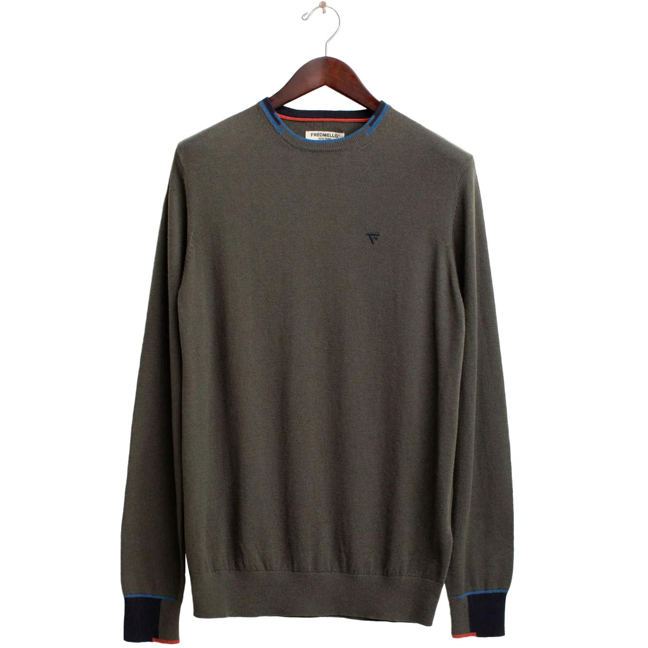 Maglia Girocollo Con Patch Sui Gomiti FM25W14MG A0804 ARMY FRED MELLO 