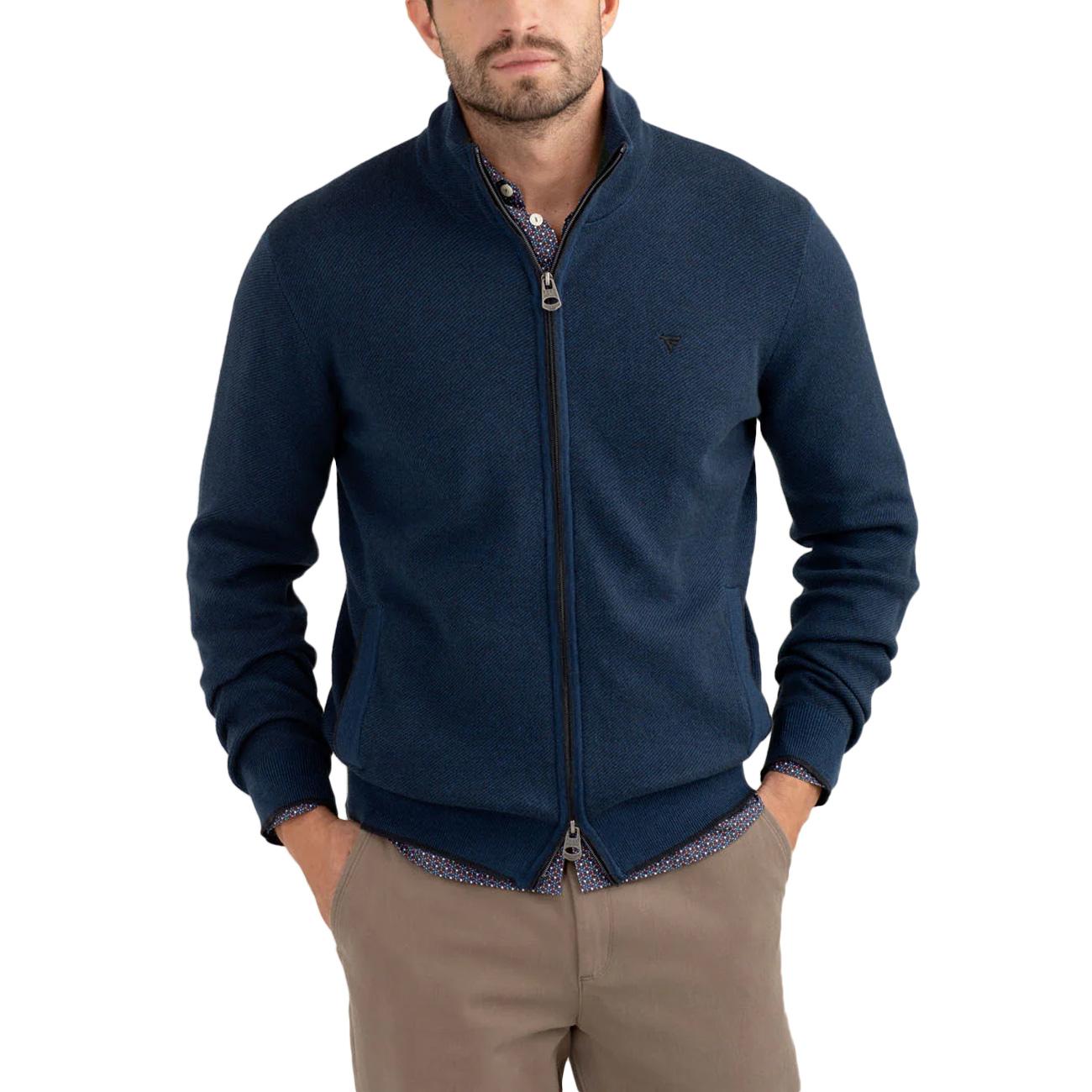 Maglia Full Zip Jacquard FM25W34MZ A0601 BLUE FRED MELLO 