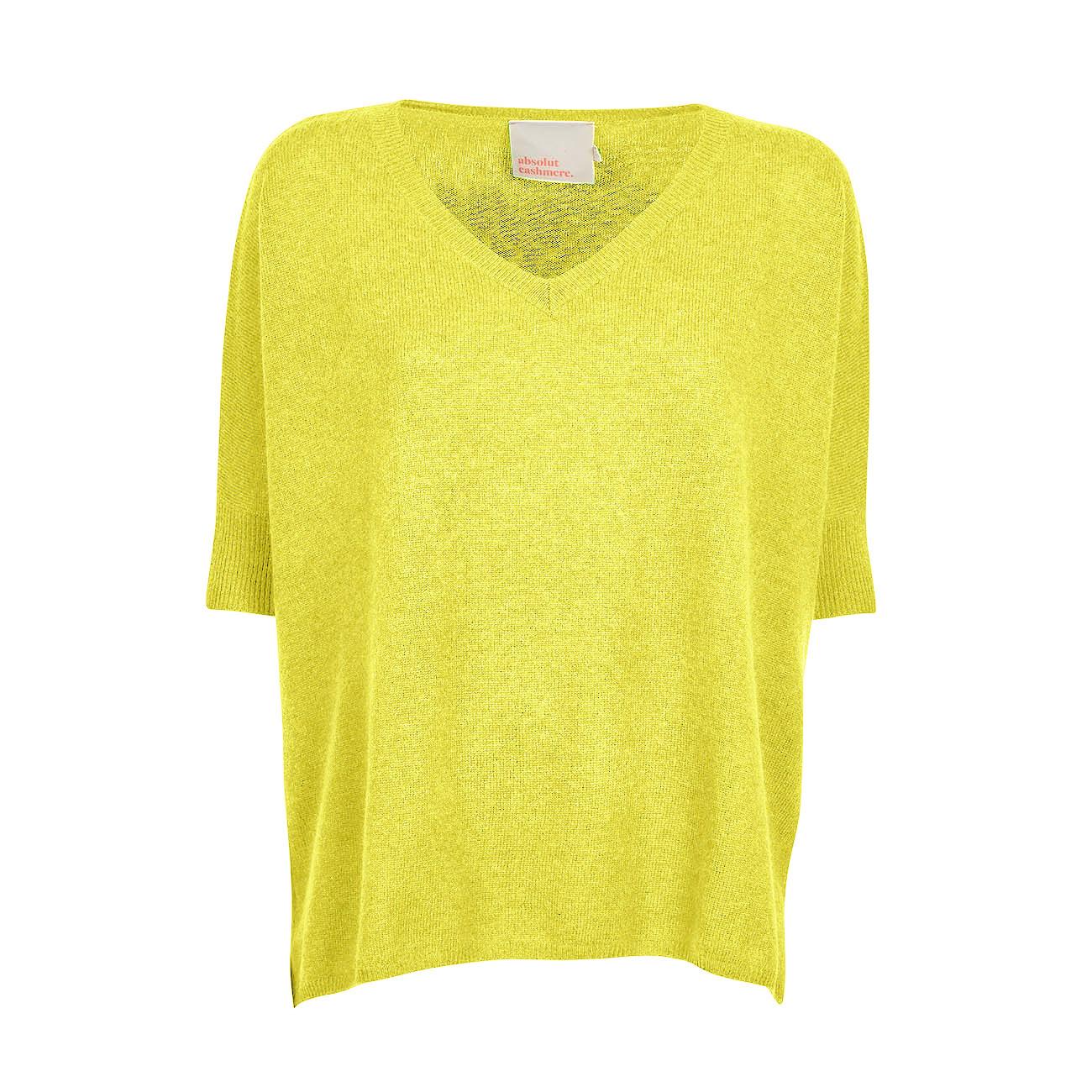 Pull Kate Con Scollo A V Donna Jaune Fluo AC142010C JAUNE FLUO ABSOLUT CASHMERE 