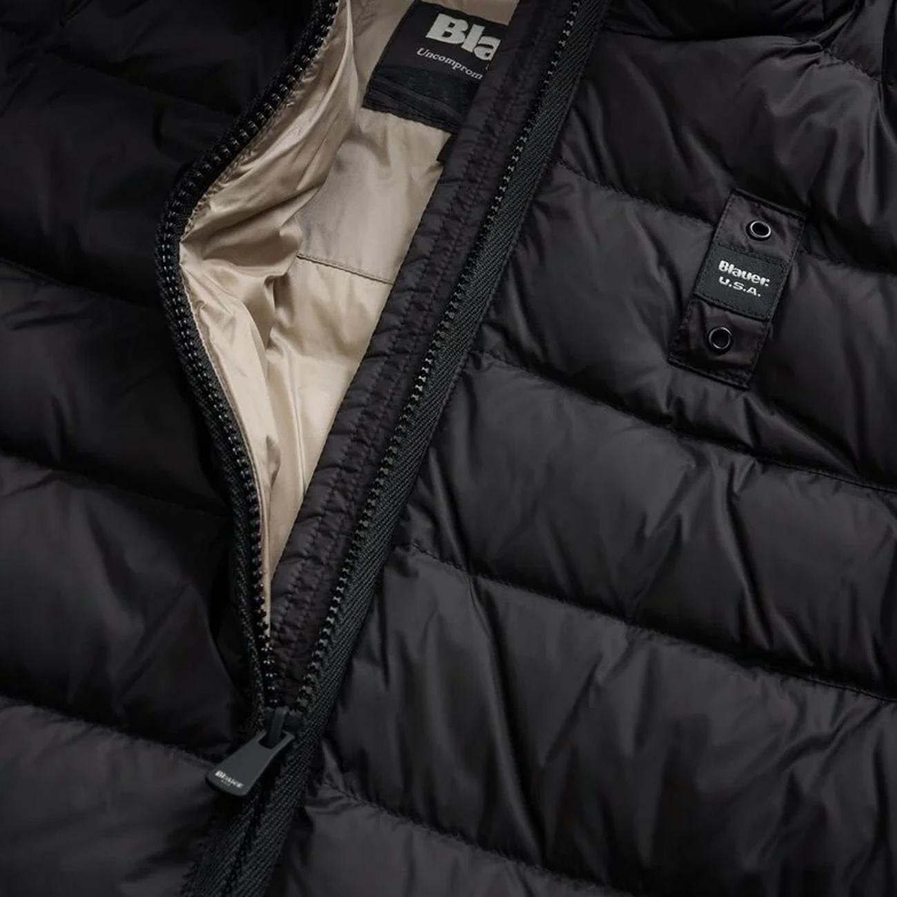 Piumino Lungo Agnes A Righe 25WBLDK03102-006047 999EI NERO BLAUER 