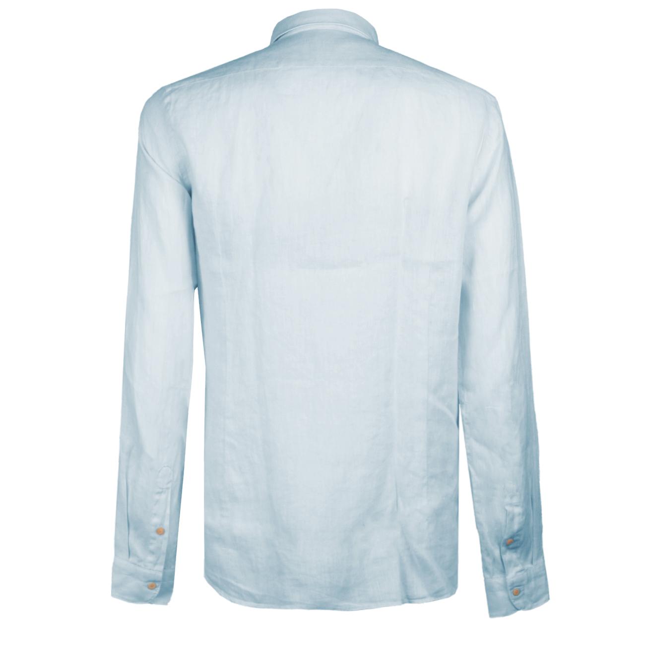 Camicia In Lino Collo Francese Uomo Azzurro Q66TNW UB1/AZZURRO TINTORIA MATTEI 954 