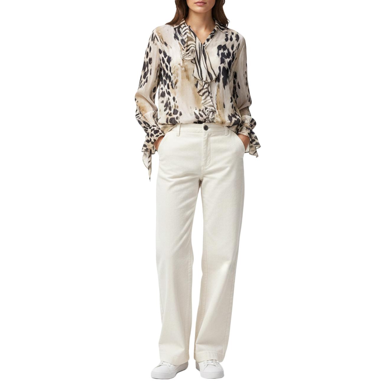 Blusa Jabot In Georgette 2122P100161N 001 NATURALE ELENA MIRO' 