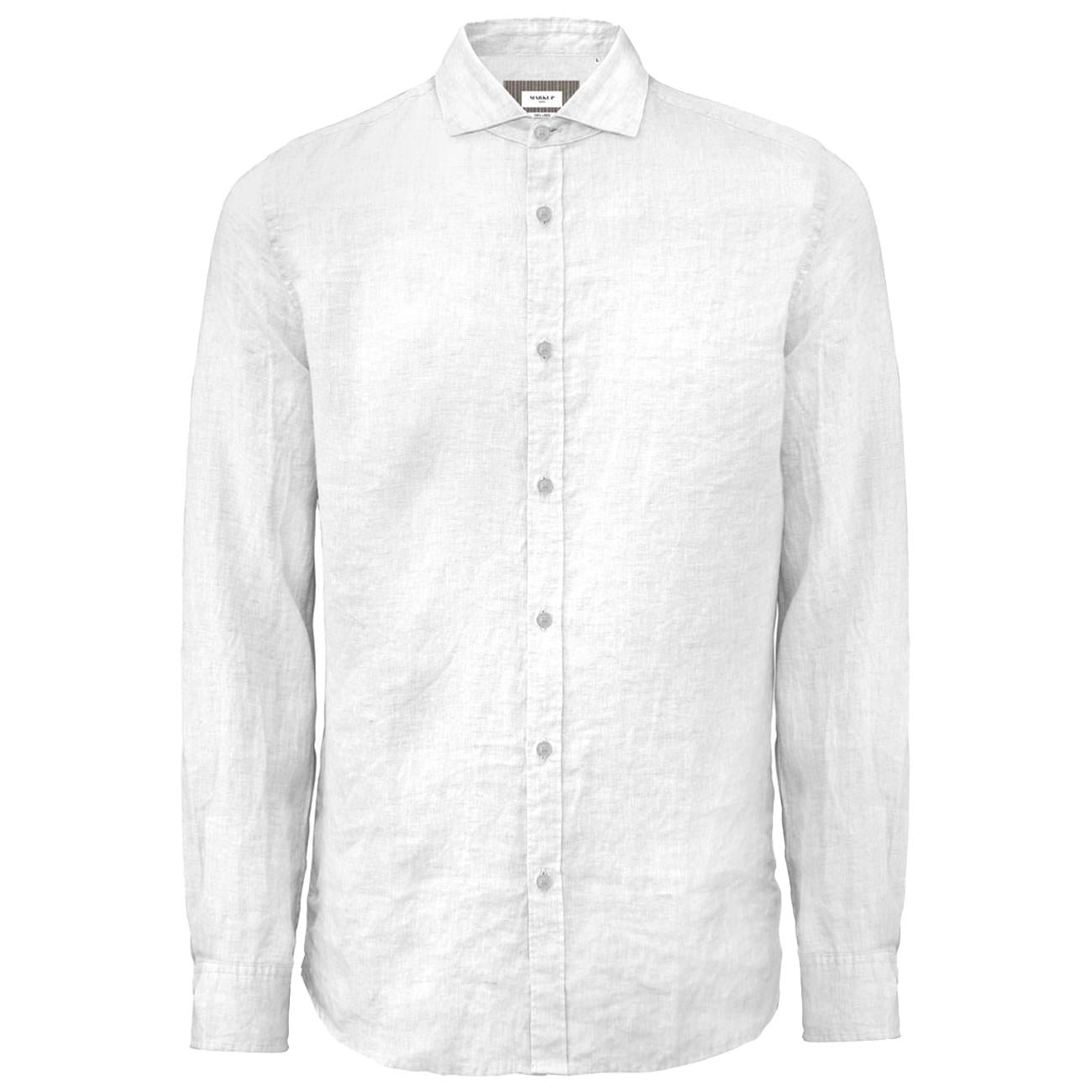 Camicia In Lino Uomo Bianco MK13003 BIANCO MARKUP 